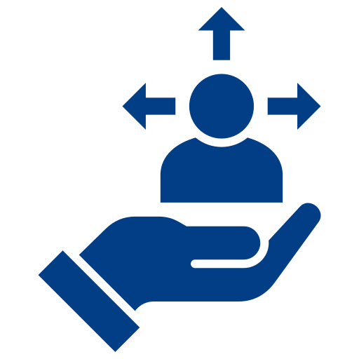 Person supported by a hand icon